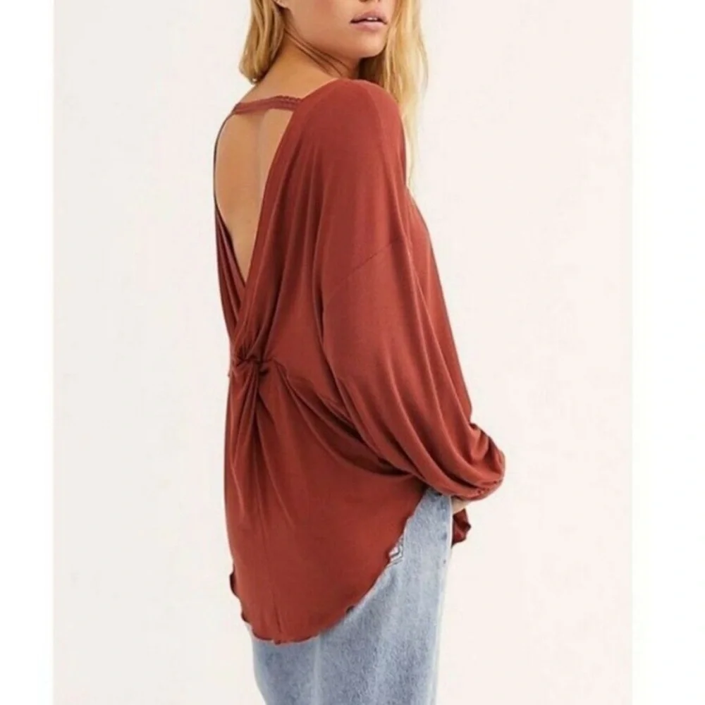Free People Shimmy Shake Top Size Small Open Back Rust - Picture 1 of 10